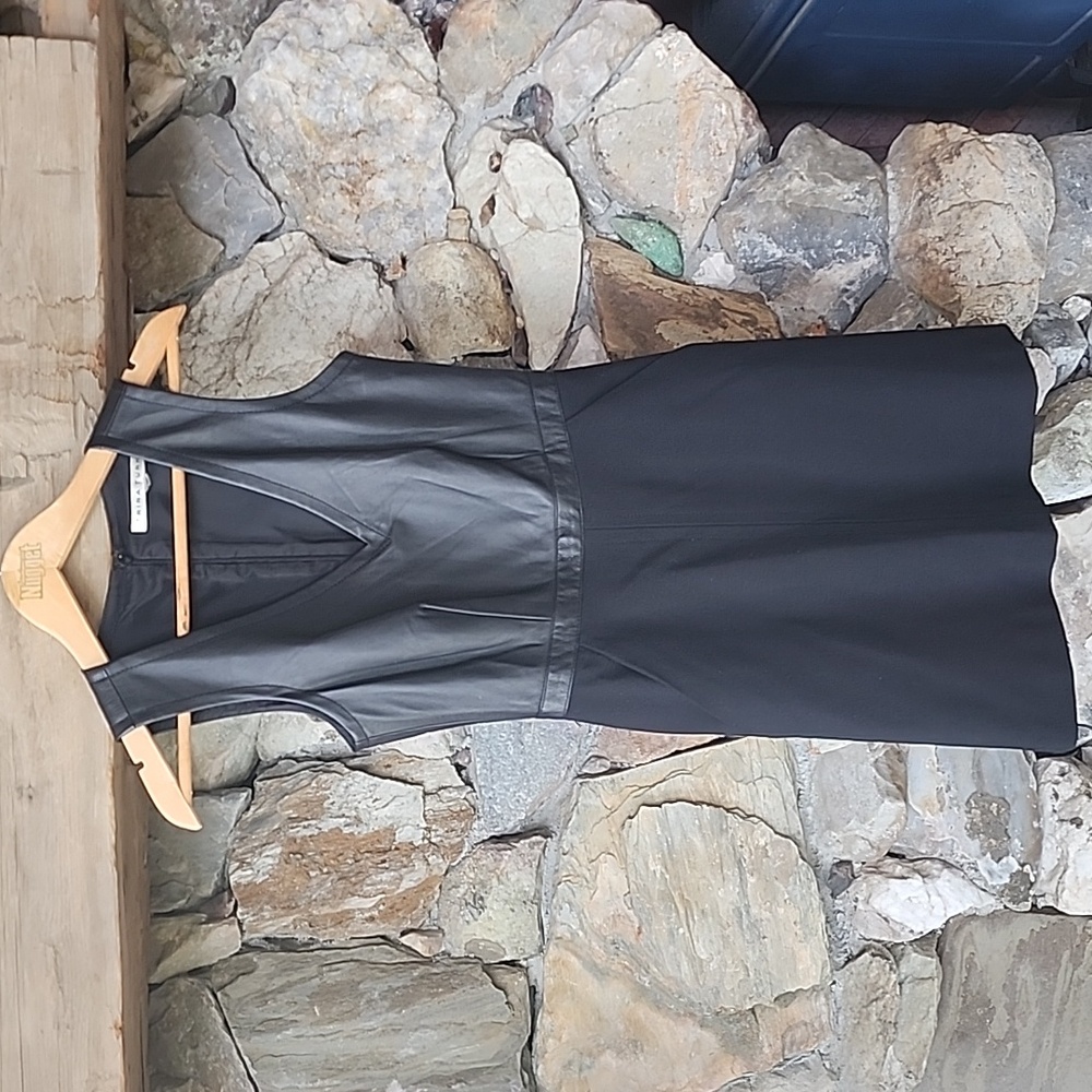 Trina Turk Leather Busted V-neck Mini Dress Size 4
